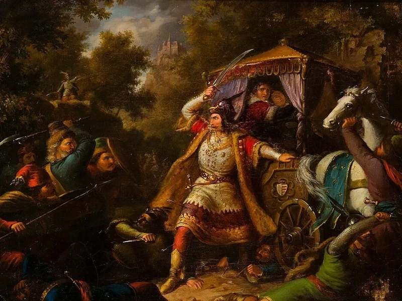 1818-Mihály Kovács - Palatino Gara difende la regina Maria